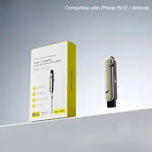 2 Pack 2-in-1 Detachable Charger with Hidden Rotating Stand — Compatible with iPhone, Samsung & Type-C, Charger Only, Perfect for Gaming, Office & Car