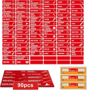Toolbox Organization Magnetic Labels-90 Large Tool Chest Organizer Labels-Strong Magnets-Fits All Brands of Steel Tool Box Drawers(Black 3.5"x1" in)