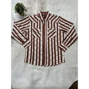 Men West  Aztec Red Beige Printed Long Sleeve Shirt 2924