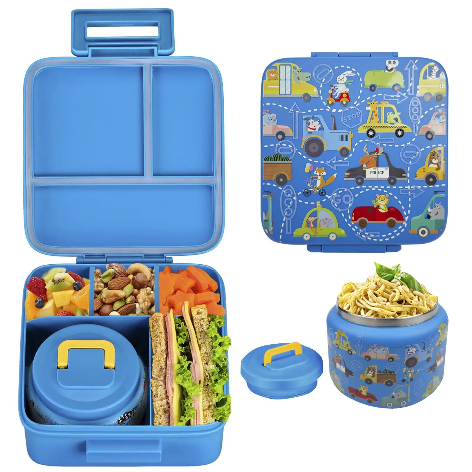Lunch Box Set, 1 Set Including Lunch Box & Soup Cup, Food Container for School, Microwave & Dishwasher Safe Lunch Box Set, Bento Lunch Box, Portable Lunch Box, Microwavable Bento Box, Portable Food Storage, Containers for Food