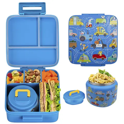 Lunch Box Set, 1 Set Including Lunch Box & Soup Cup, Food Container for School, Microwave & Dishwasher Safe Lunch Box Set, Bento Lunch Box, Portable Lunch Box, Microwavable Bento Box, Portable Food Storage, Containers for Food