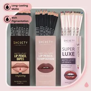 Long Lasting Matte Lip LinerSet,12pcs/set Tinted Lip Liner Easy Coloring, Suitable for All Occasions Lip Makeup,GirlsandWomenMMakeup Accessories,Valentine's Day GiftforWomen,Lip Stain,MakeupProducts