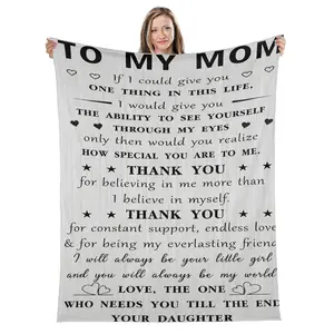 "To My Mom Sentimental Message Flannel Blanket - Heartfelt blanket with daughter’s loving note to mom, expressing gratitude and love. Perfect for gifting, ideal for cozying up with emotional, loving vibes.Gift for Mother’s Day, gift for mother bed sofa