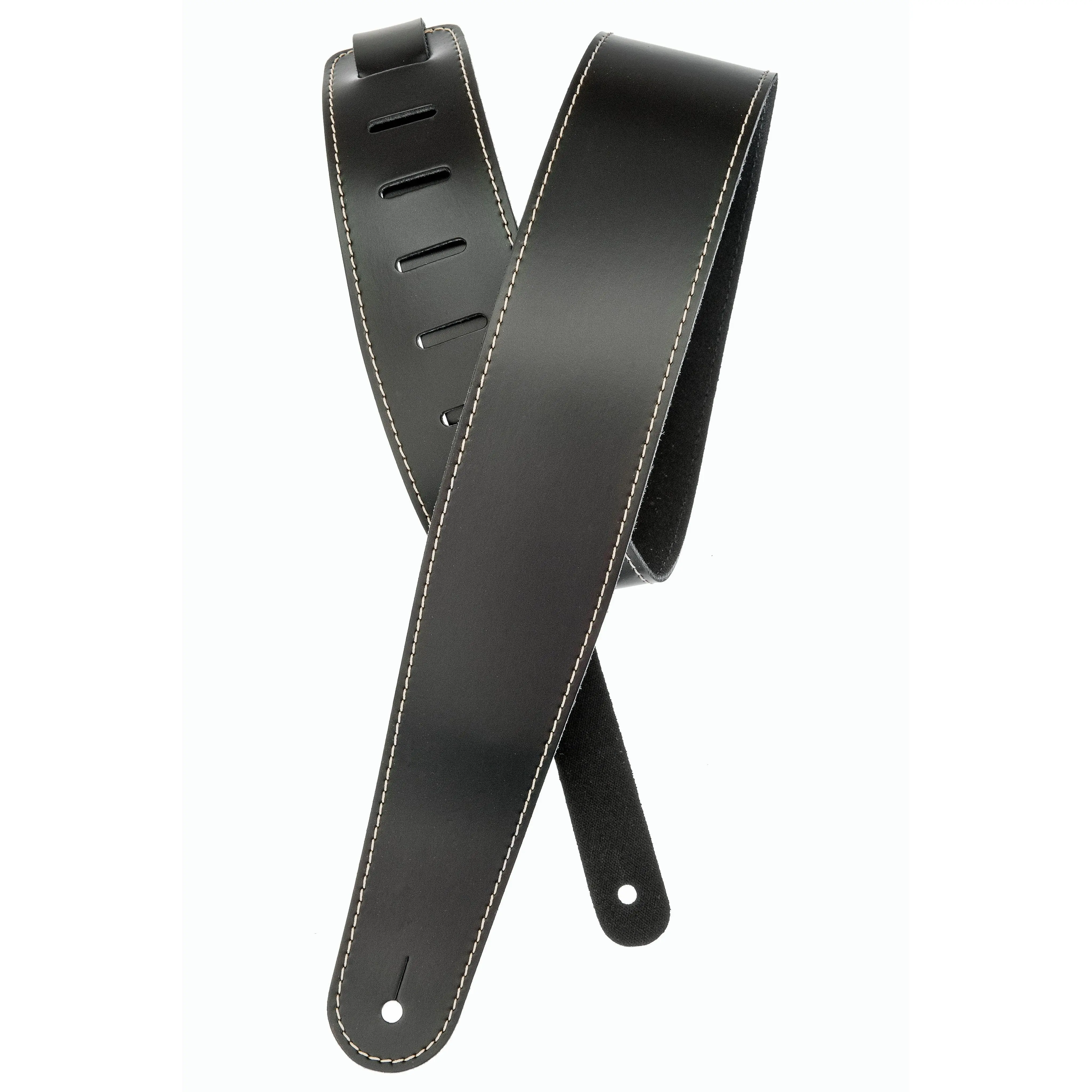 Planet Waves Classic Leather Guitar Strap with Contrast Stitch, Black