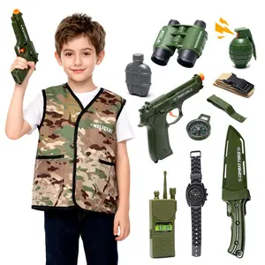 Children Military Camouflage Set, Sound Light Toy Gun, Tactical Vest, Full Equipment, Role Play Toys, Parent-Child Interaction Gift, 3+ Years