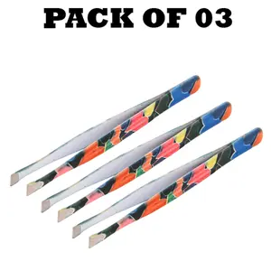 Forgica Professional Stainless Steel Paper Coated Tweezers Pack of 03