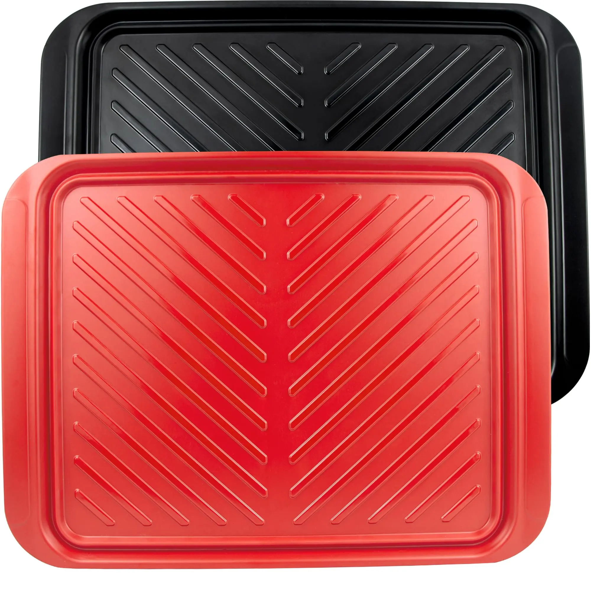 Large Grilling Prep And Serve Trays  17.3" X 13" Bbq Platters For Cooked Food Serving Set Of 2 Black Red