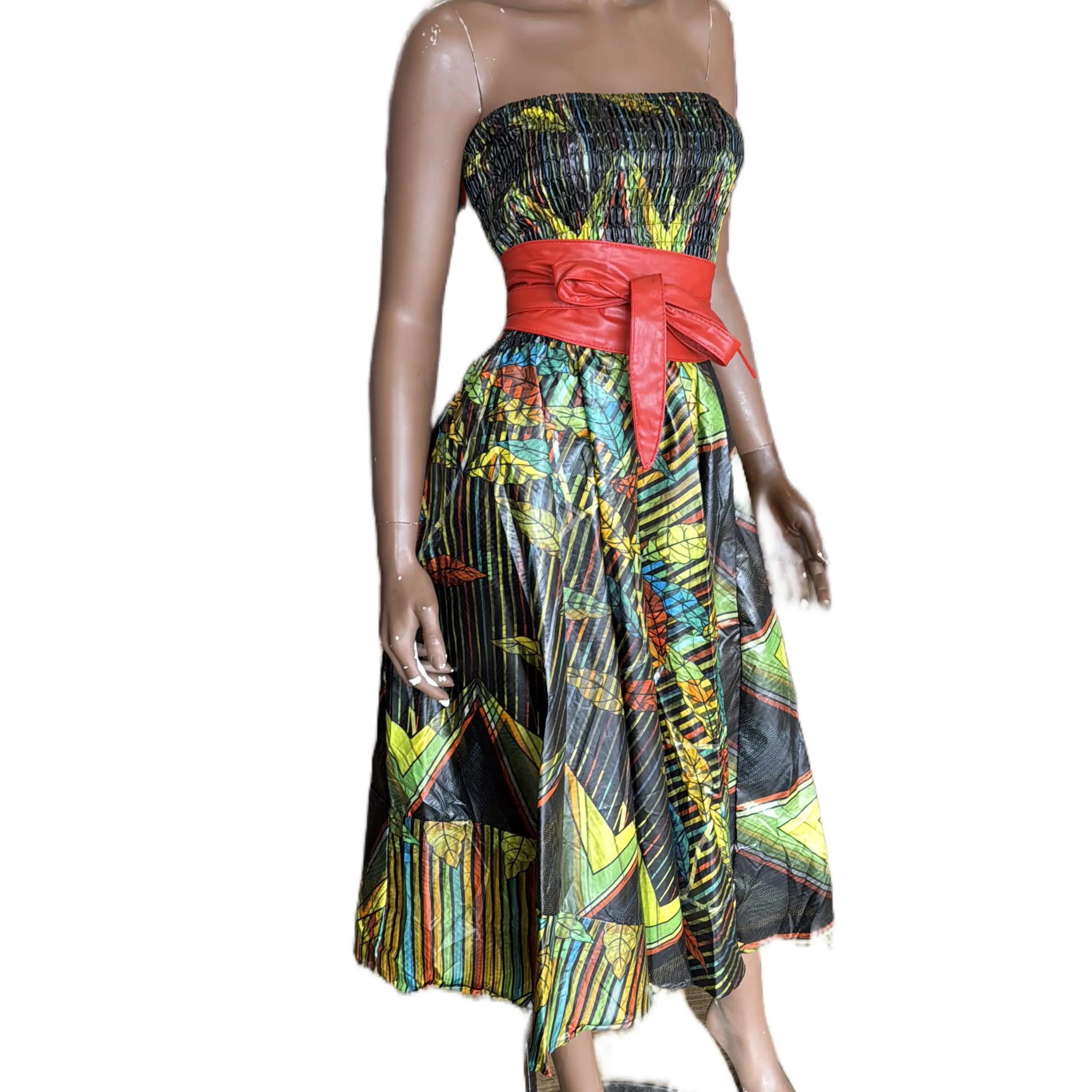 One Size ( S - 3XL ) Wax Print Short Corset Dress - Casual Women's Wear, Elegant Design for All Occasions - Womenswear