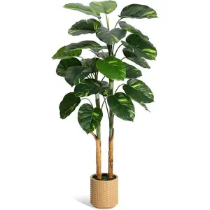 Artificial Scindapsus Aureus Plant, Realistic Golden Pothos Floor Tree in Pot, No Maintenance Required, Perfect for Home or Office Decor 5FT Decorative Fruit Decoration Tropical