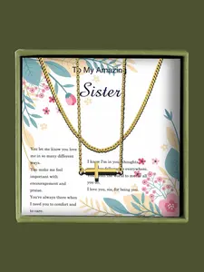 Cross Pendant Necklace & Chain Necklace, Elegant Necklace Set with Gift Box & Greeting Card, Fashion Jewelry Accessories for Women As Gift