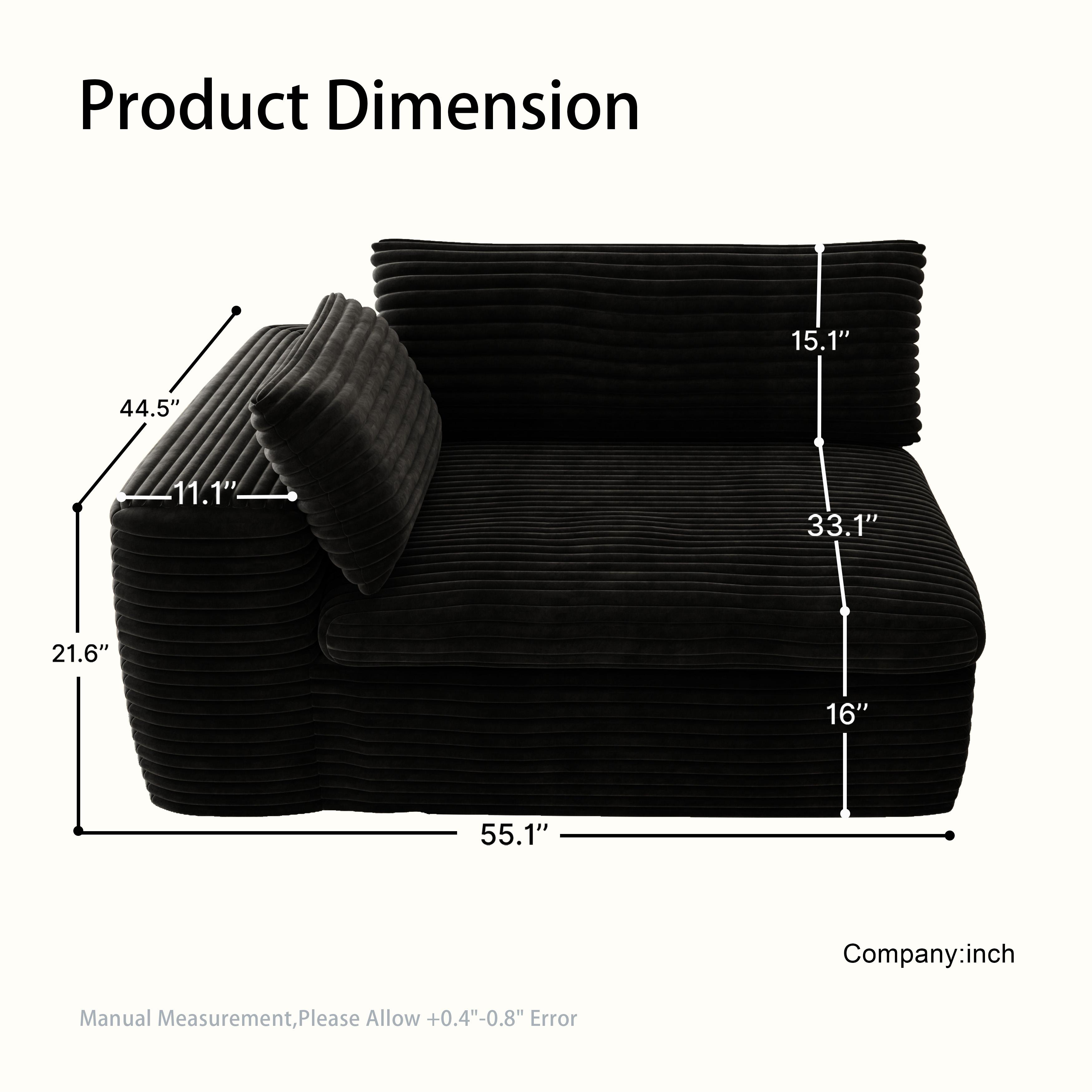 Modular Sectional Sofa Bed, Corner Couch with Chaise Lounge, Oversized Plush Corduroy Sleeper Sofa, No Assembly Required - Couch in a Box for Living Room & Bedroom，Oversize Compression Boneless Sofa Bed Plush Corduroy Sofa Bed