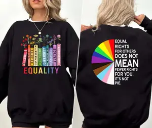 Equal Rights 2 Sided Shirt, Book Flower Sweatshirt, Social Justice Hoodie, Equality Peace Love Kindness Shirt, Top Womenswear, Feminist Gift for Her
