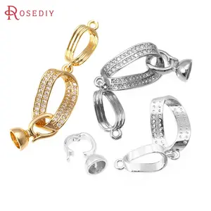 2 Sets 18K Gold Color Brass and Zircon Connector for Necklaces Bracelet Clasps  Diy Jewelry Making Accessories