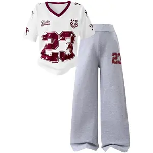 Tween Girls Clothes Short Sleeve Graphic T-Shirt Top + Sweatpant 2 Piece Outfit Set, Size 7-15Years