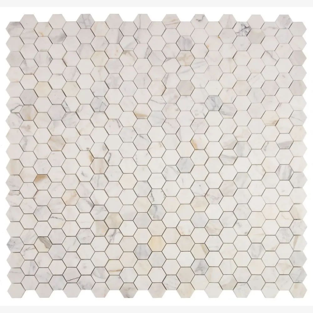 Hexalux Calacatta Gold Polished 2x2 11.75x12 Mosaic Tile Sample