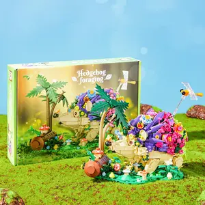 Flower Hedgehog Design Building Blocks Toy, 1 Box Creative Animal Model DIY Bricks Puzzle, Kids Assembly Toys, Birthday Gift