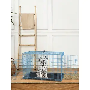 Small Dog Crate For Puppy, 24 Inch Metal Wire Pet Dog Cage For Small Animals Rabbit Indoor Outdoor Foldable Metal Dog Kennel With Divider Panel, Leak-Proof Plastic Pan