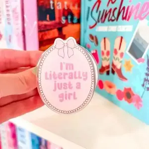 Cute Phone Grip Im Literally Just a Girl, Bookish Phone & E-Reader Accessory, Girlie Pink Bow Grip, Magnetic Phone Holder with Kickstand, Gift for Her
