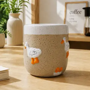 Handmade Ceramic Mug - 10 oz Cute Duck Animal Design Beverage Mug, Microwavable Dishwasher Safe Travel Tumbler, Gift-Ready for Coffee Lovers Teachers, Reusable Washable for Hot/Cold Drinks