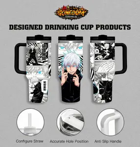 Gojo Satoru Jujutsu Kaisen Anime Tumbler 40oz With Handle & Straw, Insulated Stainless Steel Travel Mug, Leakproof Lid, Cold & Hot Drink Cup, Anime Manga Graphic Cup
