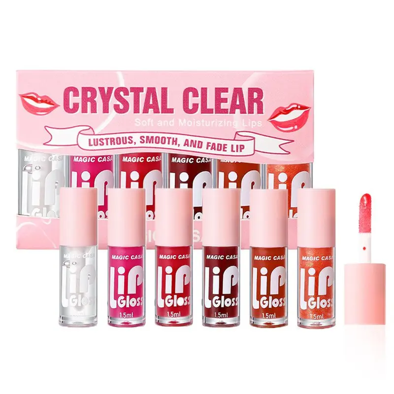 6 Color Lip Gloss Set, Moisturizing Hydrating Lip Gloss, Glossy Long Lasting Shine Lip Glaze, Plumping Lip Oil for Girls & Women, Lip Products Makeup, Lip Makeup Accessories, Cosmetic