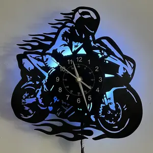 LED Motorcycle Shaped Wall Clock with Lights (No Electricity)