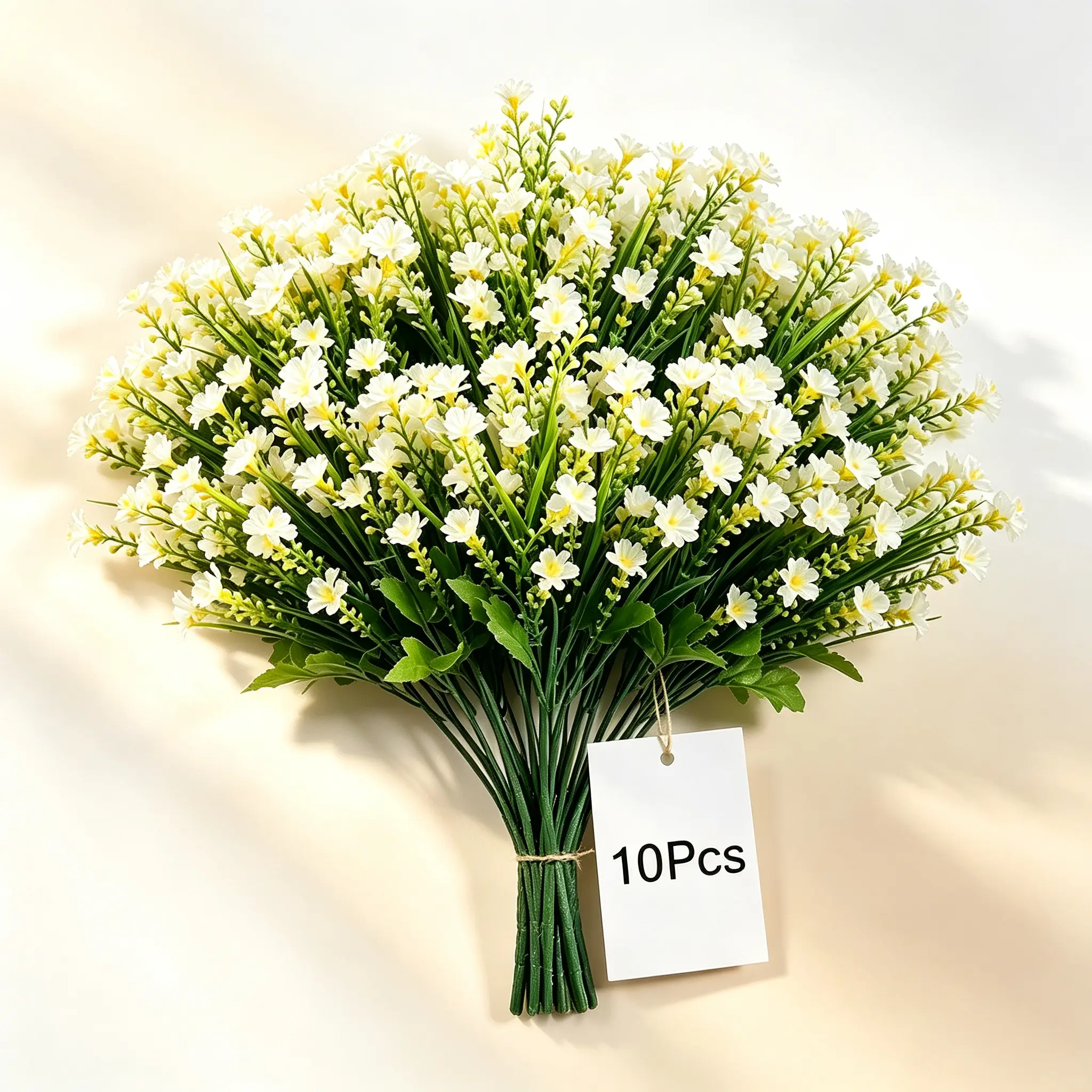 10-piece simulation bouquets of small daisies, fresh white fake flowers, UV-resistant home table vase decoration, used for courtyard, balcony, window and wedding decoration.