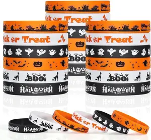 Halloween Rubber Bracelets 30 PCS Bulk Halloween Party Favors for Kids Supplies Silicone Wristbands for Gifts Toys Trick or Treat Goodie Bag Fillers Student Classroom Prizes for Kids Teens Girls Boys