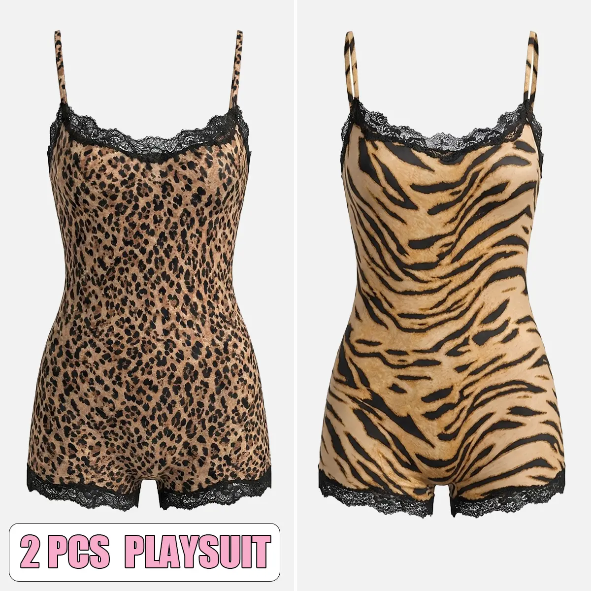 2pcs(Black Leopard Print/Yellow Tiger Print)