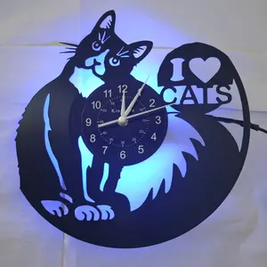 Cat Theme Vinyl Wall Clock, Creative Decorative Clock, Cute Cat Design Decorative Hanging Clock, Perfect Gift for Cat Lovers, Stylish Home Decoration Accessory