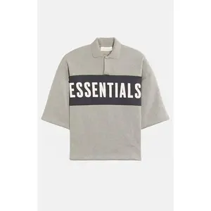 Fear of God ESSENTIALS Men's Seal Paneled Cropped Polo Shirt