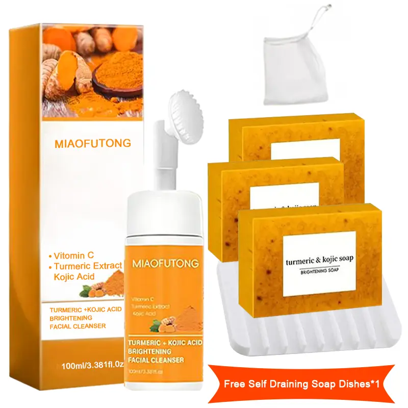 Turmeric Wash and Care two PieceSetTurmericCleansing Mousse, Turmeric SoapFacialCleansing Skincare FacialCleansing CleanserFacial Wash Comfort
