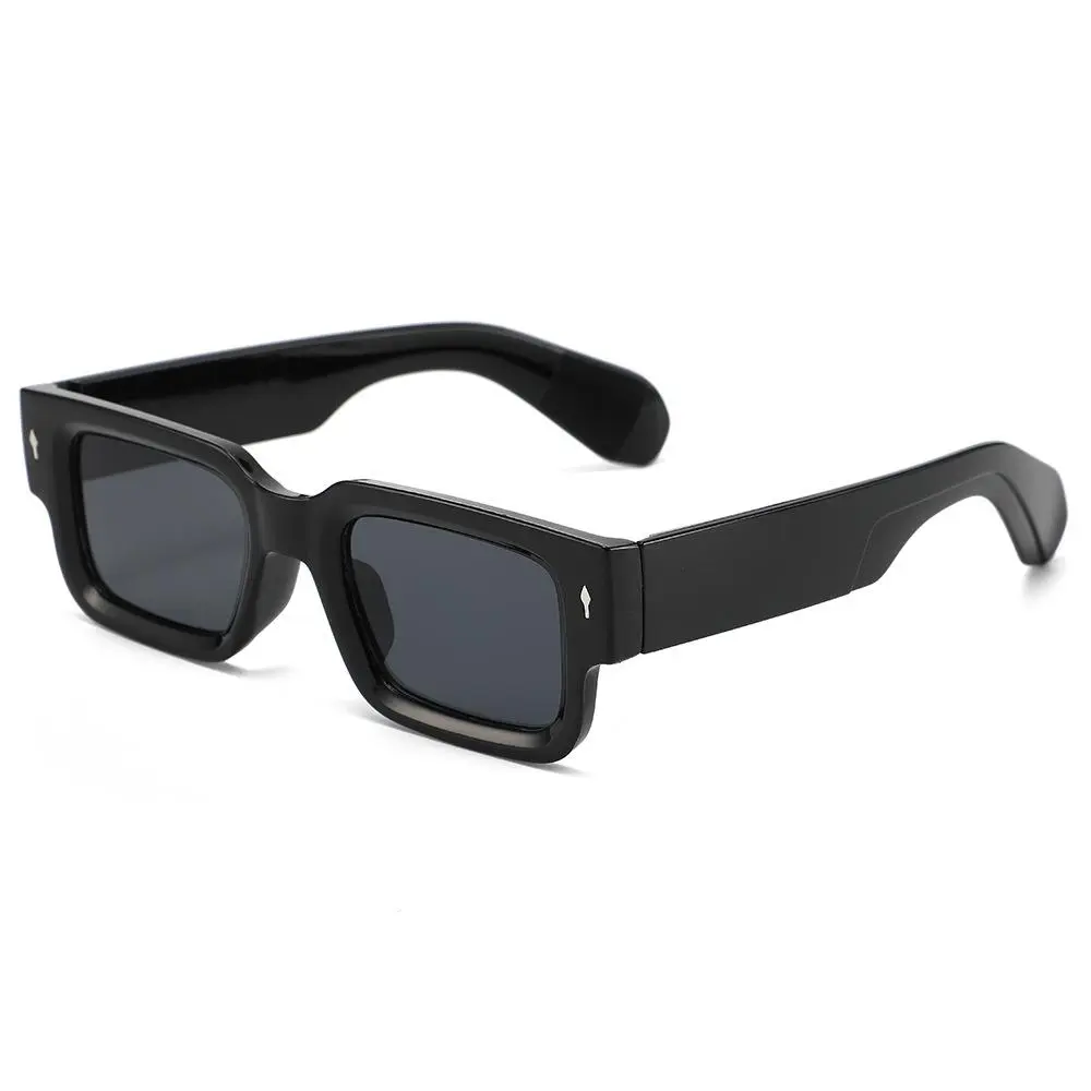 Unisex Bold Black Full Rim Square Sunglasses - PC Plastic  display picture 1
