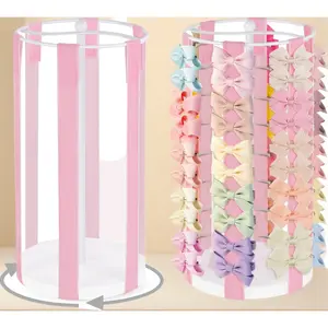 Pink 360 rotation bow holder for girls modern hair bow organizer storage stand display for hair accessories girls room decor