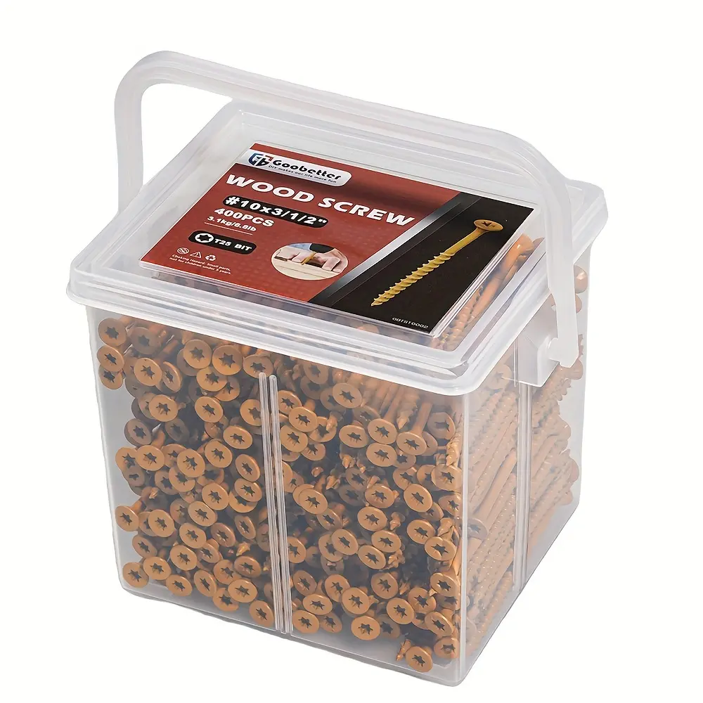 Tan Epoxy Coated Bronze Self-Tapping Deck Screws, Metal Wood Screws with T25 Star Drive, Class 5, Rust-Resistant Outdoor Fasteners with Ceramic Coating - for Easy Installation - Ideal for Wood Fasteni