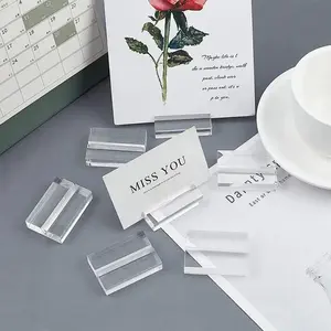 Acrylic Table Number Holders Paper Clips Stand Wedding Party Place Card Display Rack Transparent Sign Photo Card Clamp Decorative Wedding Table Supplies