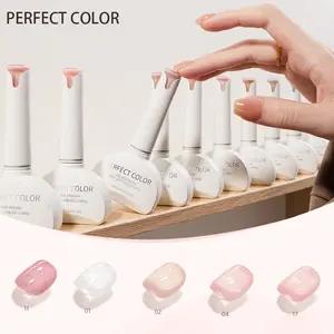 PERFECT COLOR 4 in 1 Jelly Nude Pink Rubber Base Gel Nail Polish 36 Color Neutral Color Gel Polish Soak Off UV LED Nail Lamp Jelly Nail Gel Polish Nail Art Gel Cosmetic Long Lasting Gift Manicure