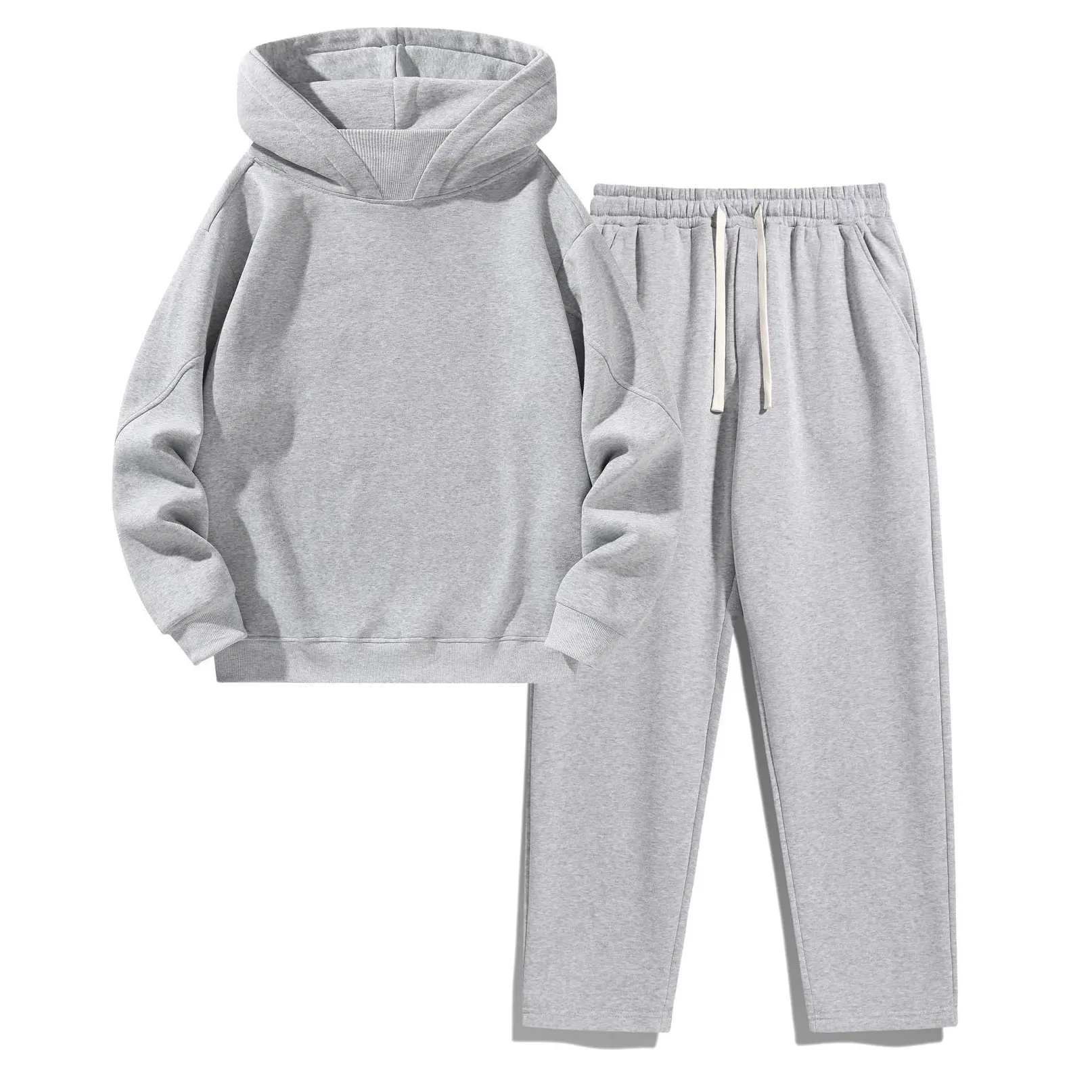 Men's Fitted Knit Sweat Suits, 2-Piece Solid Tracksuit Outfit with Drop Shoulder Zip-Up Hoodie and Drawstring Pants, Zip Up Hoodies