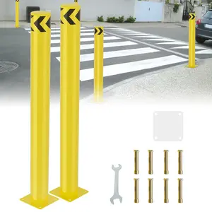 Nilight 48-in Steel Safety Bollard Post (2 Pack) - Anti-Oxidation Steel Construction, Durable Road Safety Barrier, High Visibility, Easy Setup