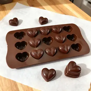 Chocolate Heart-Shaped Cake Mold | Valentine'S Day Reusable, Odorless, Foldable, -Grade Silicone, Easy to Clean, Baking Tool Set