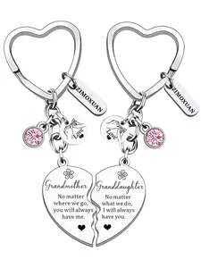 ZIMOXUAN 2Pcs Set Grandmother and Granddaughter Keychains, Matching Heart Design, Perfect Gift for Mother's Day, Birthday, Christmas, Nana, Nanny, Granny