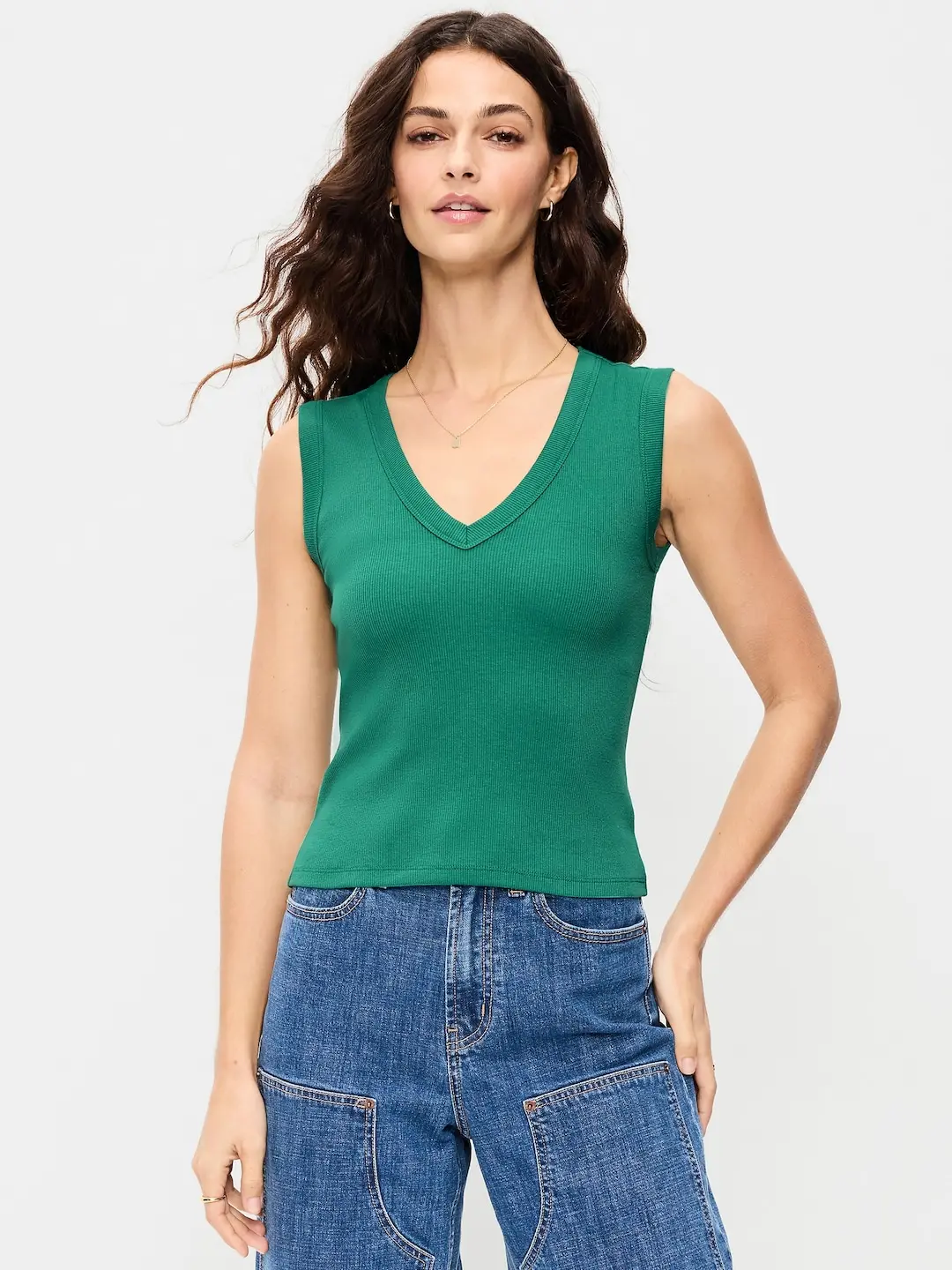 Old Navy Women's Snug Crop V-Neck Tank Top