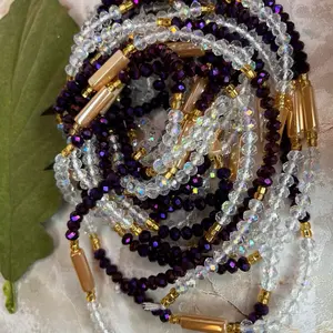 majestic Light Authentic Tie-On Waistbeads 50-60 Inches Handcrafted Glass Seed Beads Adjustable Fit Ghana Imported Ethical & Cultural Symbolic Color Meanings