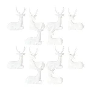 Modern White Winter Deer Figurine (Set of 2)