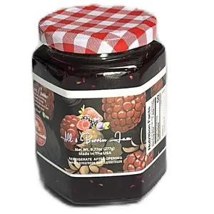 All New 4 Berries Jam - Delicious Fruit Jam with Red and White Checkered Lid - Cake, Food Flavor Dip Spread Sweet