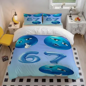 3Pcs Blue Think 67Patterned Exquisite Polyester Bedding Set, Festive Art Print, Ideal Christmas Gift, Perfect for Home Bedroom All Seasons, 1 Duvet Cover + 2 Pillowcases (No Insert)