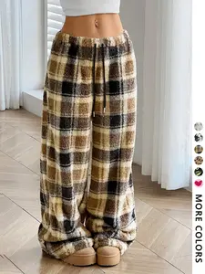 Women's All Over Print Thermal Lined Sweatpants, Casual Comfy Pants for Fall & Winter, Women's Trousers for Daily Wear