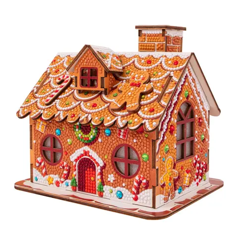 3D Festive Gingerbread House Diamond Art Kit - Christmas Holiday Craft with Voice Recording Function & Mini Tea Light Candle, Home Decor Gift for Enthusiasts (Toys & Hobbies, DIY Needlework)