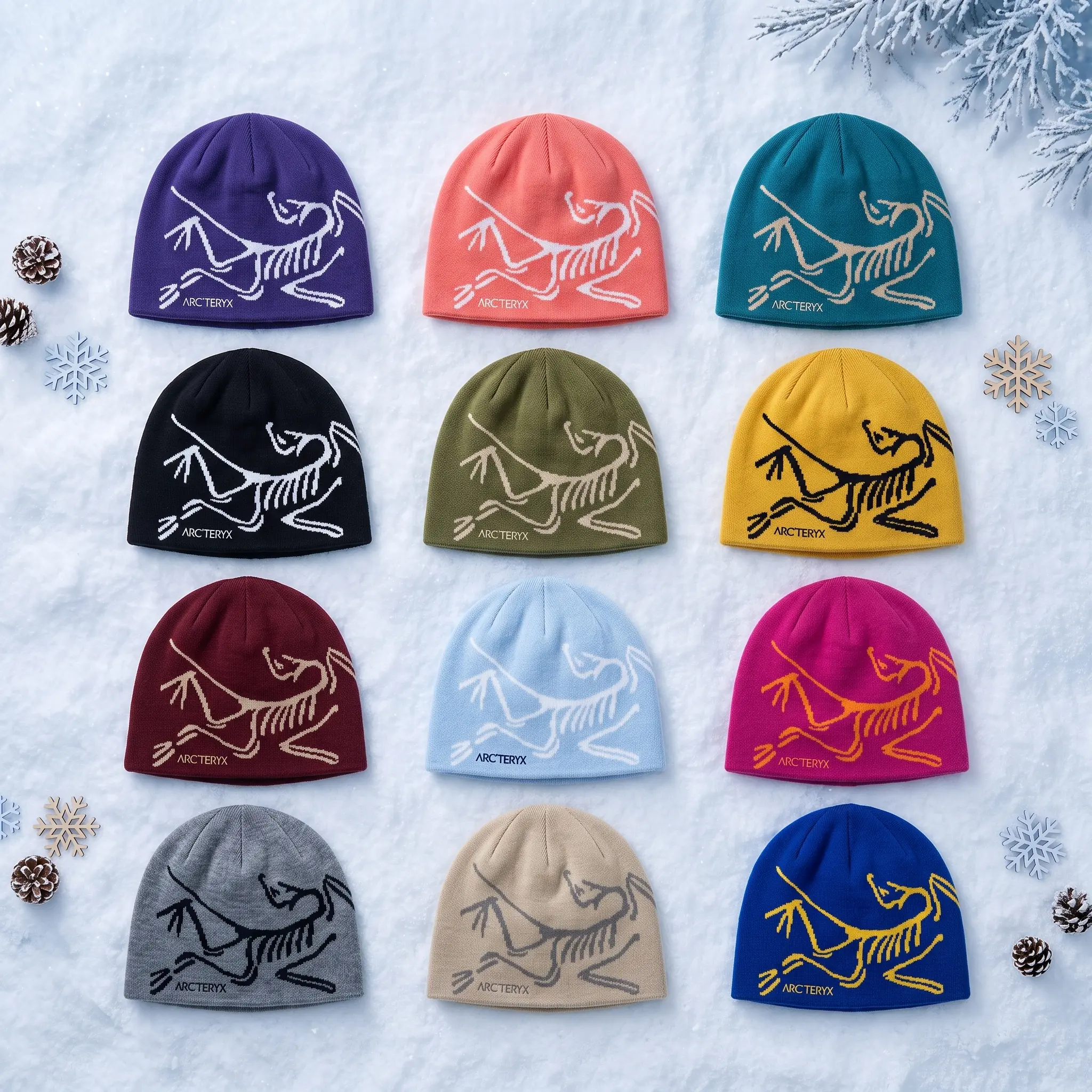 Arcteryx Bird Head Toque Y2K Classic Unisex Winter Beanie Multi-Color Variant Grid | Breathable Wool Blend Thermal Knit Cap | Frozen Legacy Skiing Snowboarding Outdoor Wear