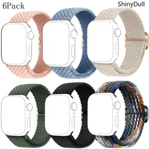 6-Pack Apple Watch Straps – Adjustable Nylon Elastic Single-Loop with Quick Release Buckle, Fits 38–49mm (Series 3–11, SE, Ultra)